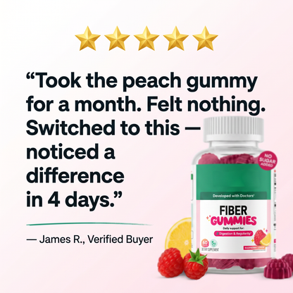 Dietary Fiber Gummies Raspberry Prebiotic Gut Health Energy Support Supplement for Daily